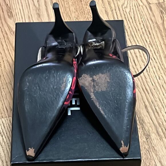 CHANEL VINTAGE INTERLOCKING CC LOGO LAMBSKIN TRIM SLINGBACK SANDALS SIZE 38 - Picture 3 of 11